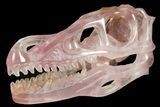 Carved Rose Quartz Dinosaur Skull - Roar! #227044-3